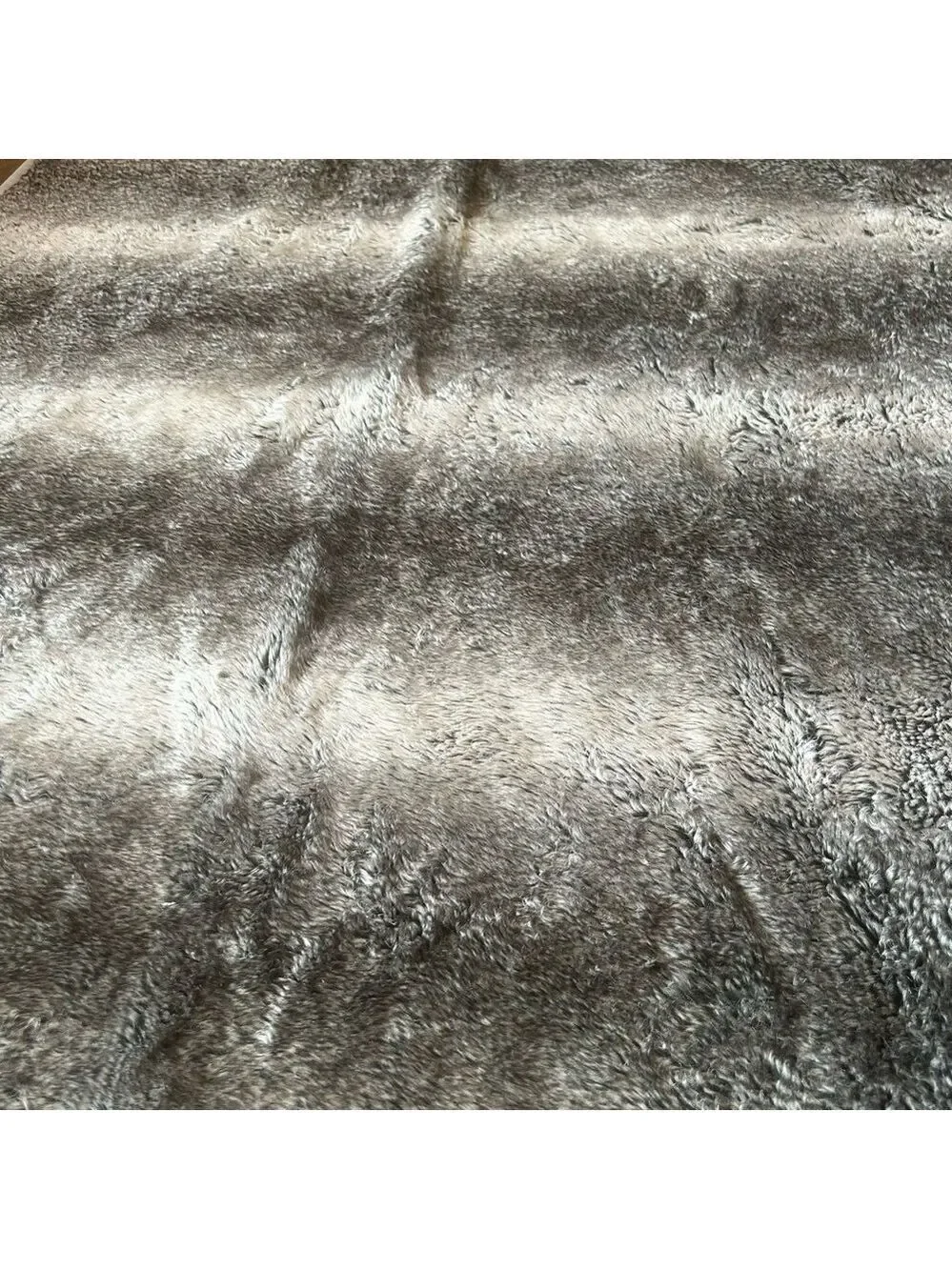 Pottery Barn Faux Fur Striped Throw Cover Cozy Winter Gray Black Heavy
